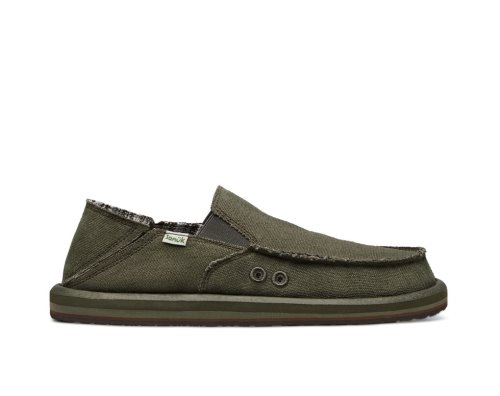 Férfi Sidewalk Surfers - Sanuk Vagabond Soft Top Hemp Collapsible Heel - Sanuk Olivazöld Cipő UDHJRL